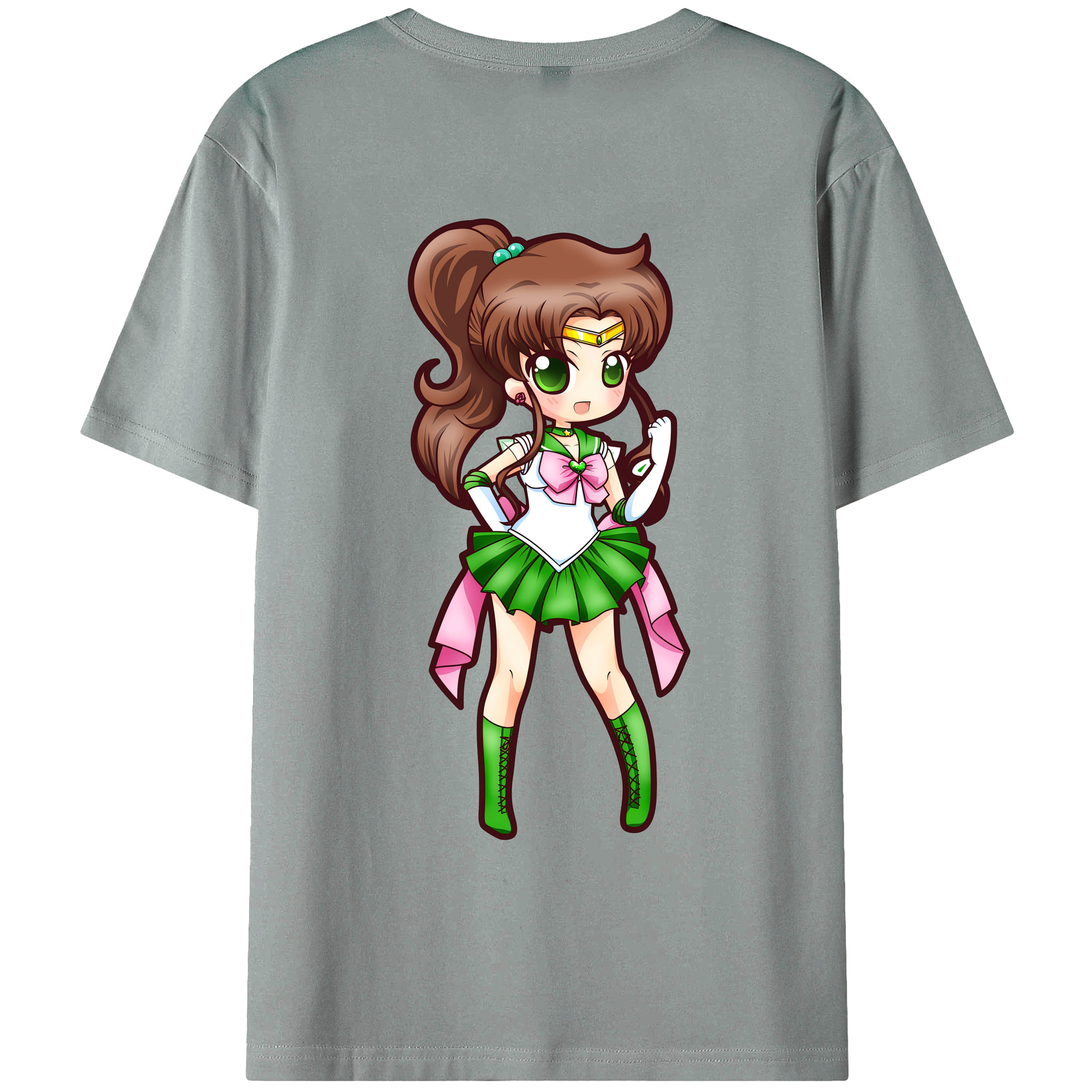 （画像用） 美少女戦士セーラームーン 木野 まこと きの まこと Sailor Moon Kino Makoto （セーラージュピター；Sailor Jupiter） 綿100％ メンズ半袖Tシャツ（バックプリント） 通気性
